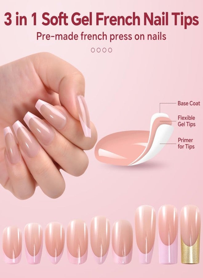 Rolabling 150Pcs Gel Press On Nails 8 Trendy Designs in 5 Colors 15 Sizes False Nails Kit Salon Quality Acrylic Nail Tips French & Solid Color Fake Nails Extensions (01, 5 Colors) - Image 3